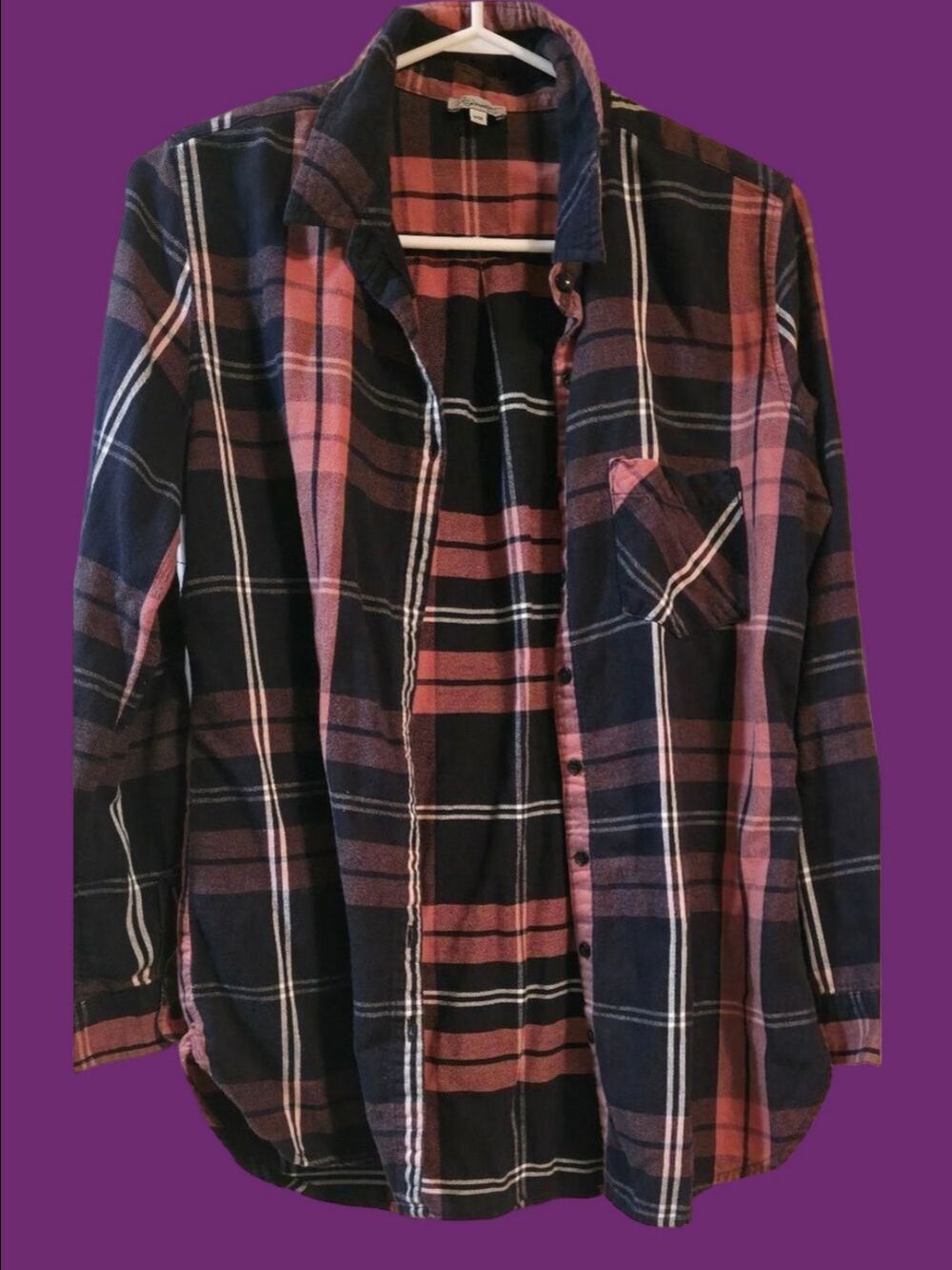 4/$67 Deal! Kismet Navy and Soft Pink Plaid Button-Down Shirt